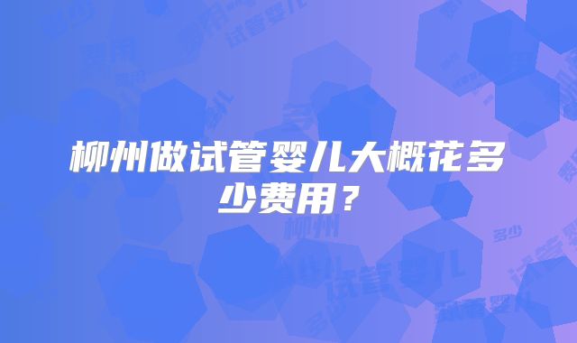 柳州做试管婴儿大概花多少费用？