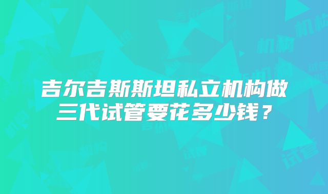吉尔吉斯斯坦私立机构做三代试管要花多少钱?