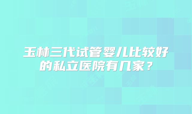 玉林三代试管婴儿比较好的私立医院有几家？