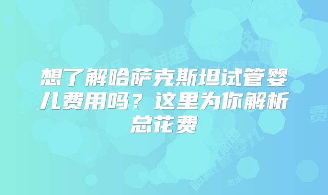 想了解哈萨克斯坦试管婴儿费用吗？这里为你解析总花费