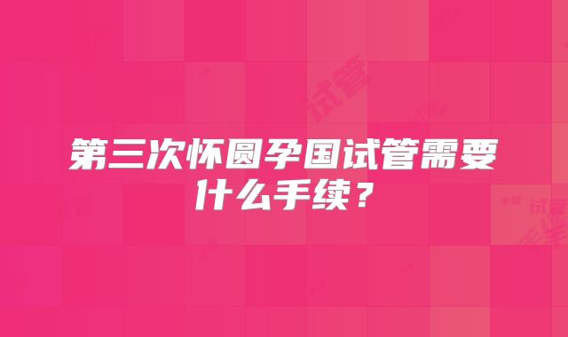 第三次怀圆孕国试管需要什么手续?