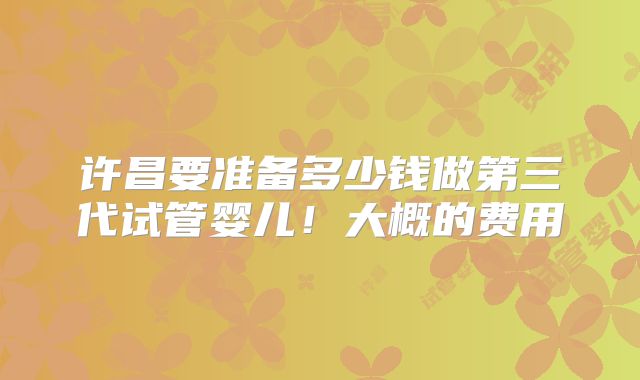 许昌要准备多少钱做第三代试管婴儿!大概的费用