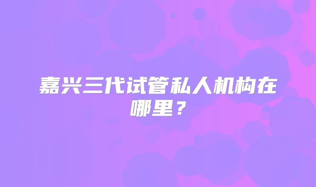 嘉兴三代试管私人机构在哪里？