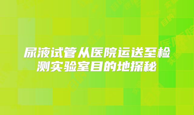 尿液试管从医院运送至检测实验室目的地探秘
