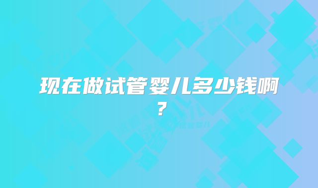 现在做试管婴儿多少钱啊？