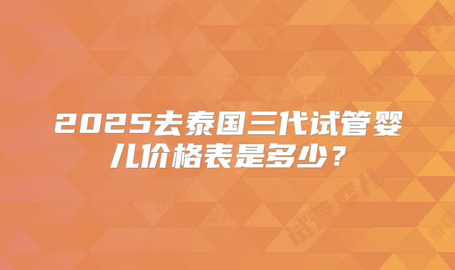 2025去泰国三代试管婴儿价格表是多少？