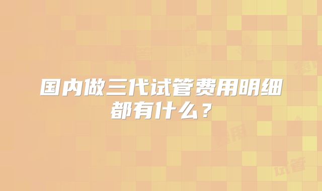国内做三代试管费用明细都有什么?