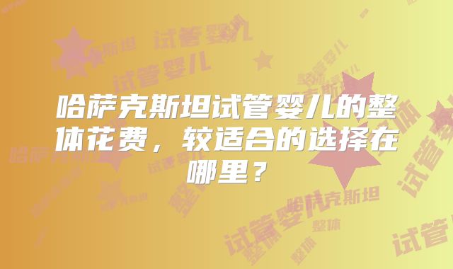 哈萨克斯坦试管婴儿的整体花费，较适合的选择在哪里？