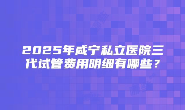 2025年咸宁私立医院三代试管费用明细有哪些?