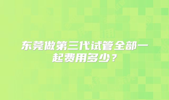 东莞做第三代试管全部一起费用多少?