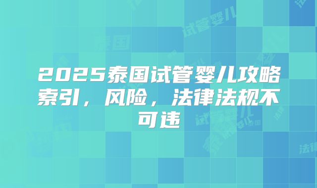 2025泰国试管婴儿攻略索引,风险,法律法规不可违