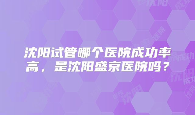 沈阳试管哪个医院成功率高,是沈阳盛京医院吗?