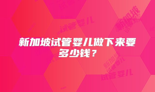新加坡试管婴儿做下来要多少钱？