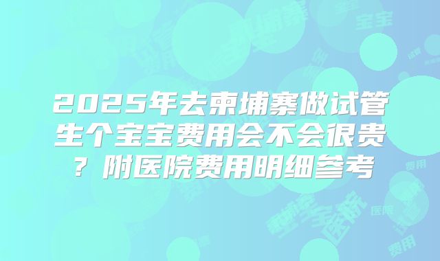 2025年去柬埔寨做试管生个宝宝费用会不会很贵?附医院费用明细参考