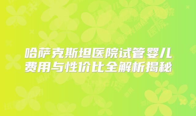 哈萨克斯坦医院试管婴儿费用与性价比全解析揭秘