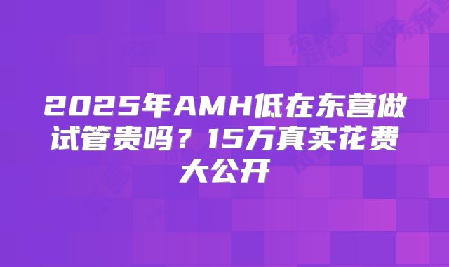 2025年AMH低在东营做试管贵吗?15万真实花费大公开