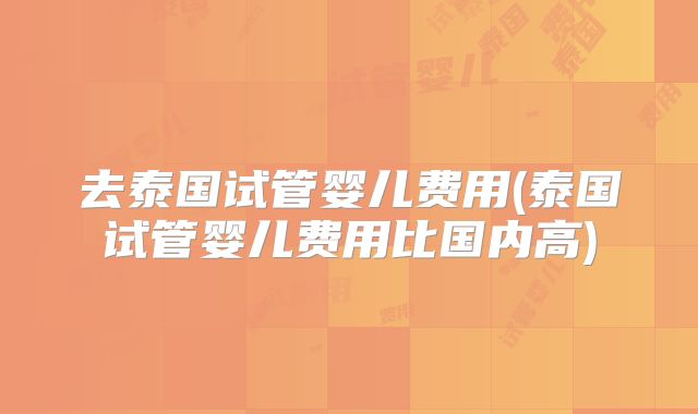 去泰国试管婴儿费用(泰国试管婴儿费用比国内高)