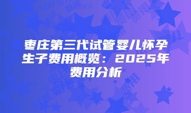 枣庄第三代试管婴儿怀孕生子费用概览：2025年费用分析
