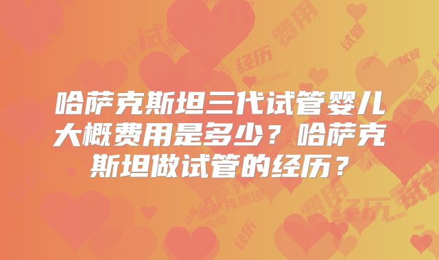 哈萨克斯坦三代试管婴儿大概费用是多少？哈萨克斯坦做试管的经历？