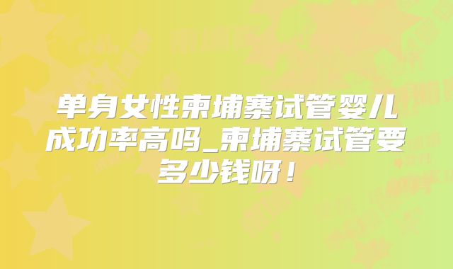 单身女性柬埔寨试管婴儿成功率高吗_柬埔寨试管要多少钱呀!