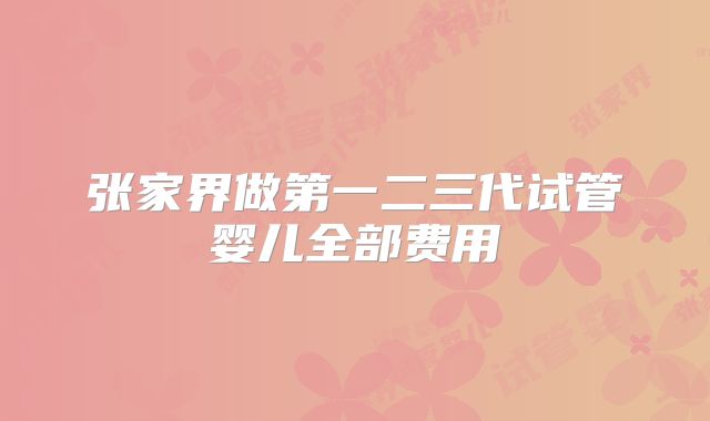 张家界做第一二三代试管婴儿全部费用