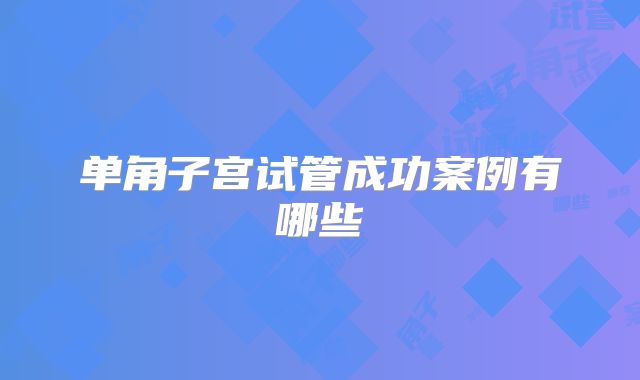 单角子宫试管成功案例有哪些