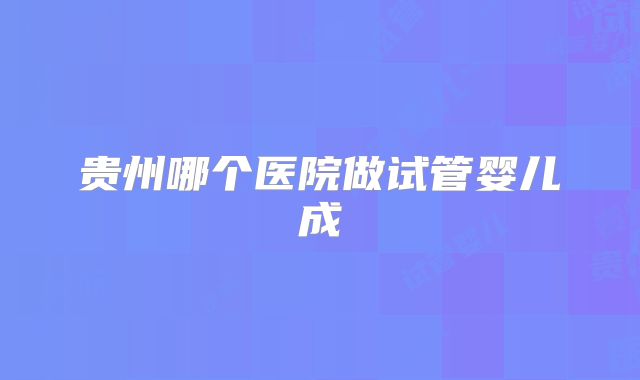 贵州哪个医院做试管婴儿成