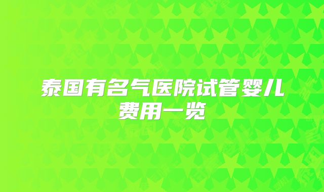 泰国有名气医院试管婴儿费用一览