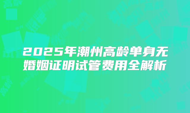 2025年潮州高龄单身无婚姻证明试管费用全解析