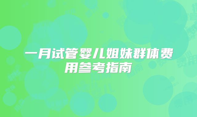 一月试管婴儿姐妹群体费用参考指南