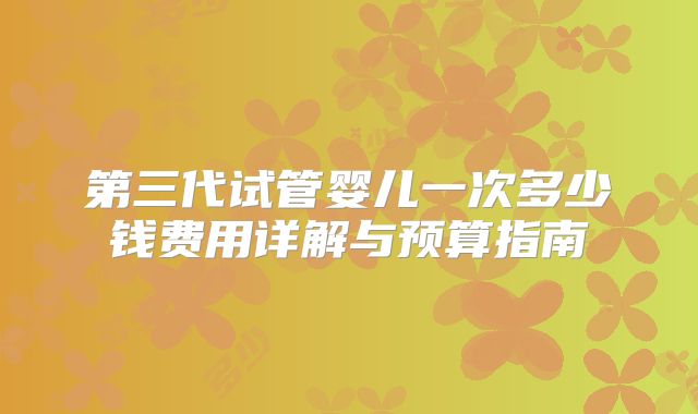 第三代试管婴儿一次多少钱费用详解与预算指南