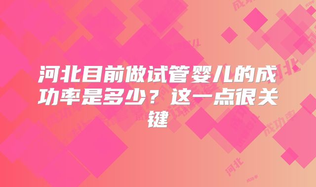 河北目前做试管婴儿的成功率是多少?这一点很关键