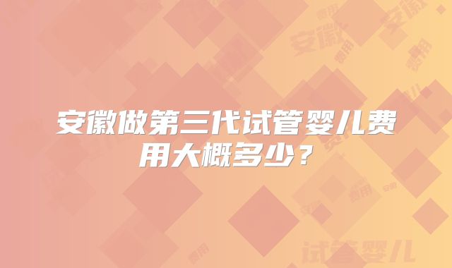 安徽做第三代试管婴儿费用大概多少?