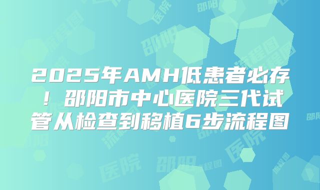 2025年AMH低患者必存！邵阳市中心医院三代试管从检查到移植6步流程图