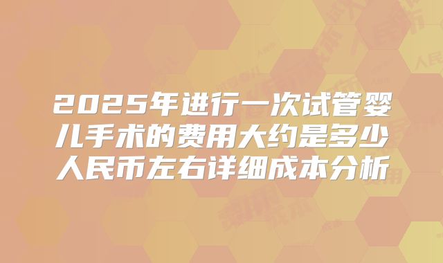 2025年进行一次试管婴儿手术的费用大约是多少人民币左右详细成本分析