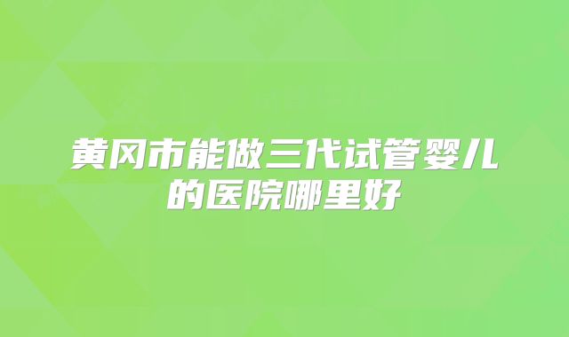 黄冈市能做三代试管婴儿的医院哪里好