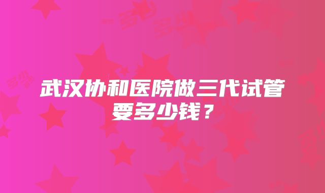武汉协和医院做三代试管要多少钱?