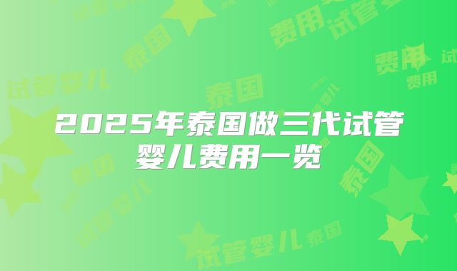 2025年泰国做三代试管婴儿费用一览