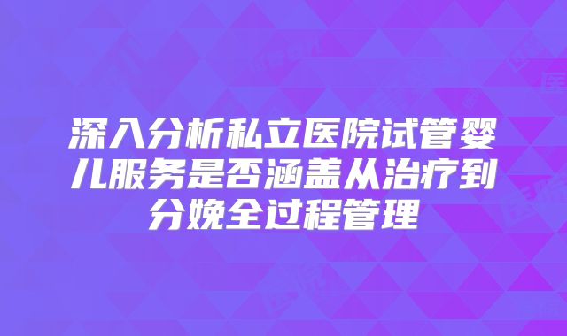 深入分析私立医院试管婴儿服务是否涵盖从治疗到分娩全过程管理