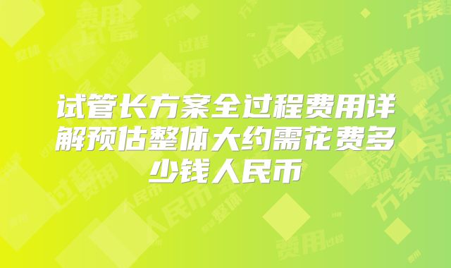 试管长方案全过程费用详解预估整体大约需花费多少钱人民币