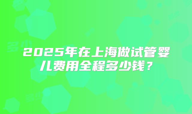 2025年在上海做试管婴儿费用全程多少钱？