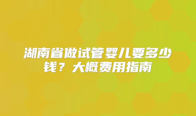 湖南省做试管婴儿要多少钱?大概费用指南