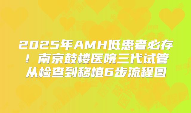 2025年AMH低患者必存！南京鼓楼医院三代试管从检查到移植6步流程图