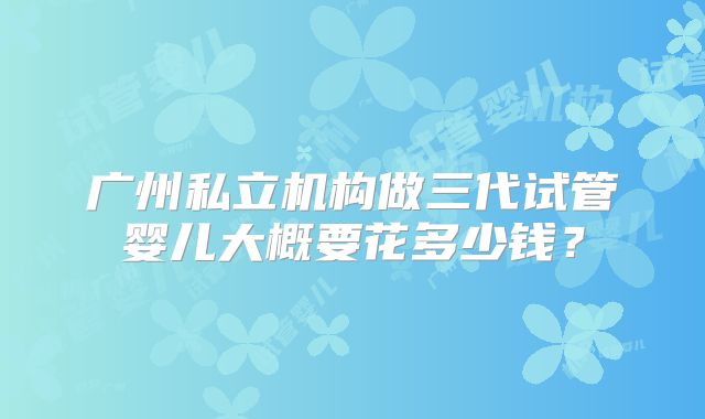 广州私立机构做三代试管婴儿大概要花多少钱？