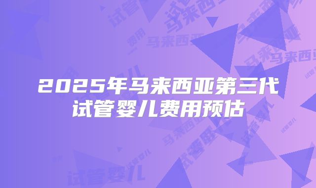 2025年马来西亚第三代试管婴儿费用预估