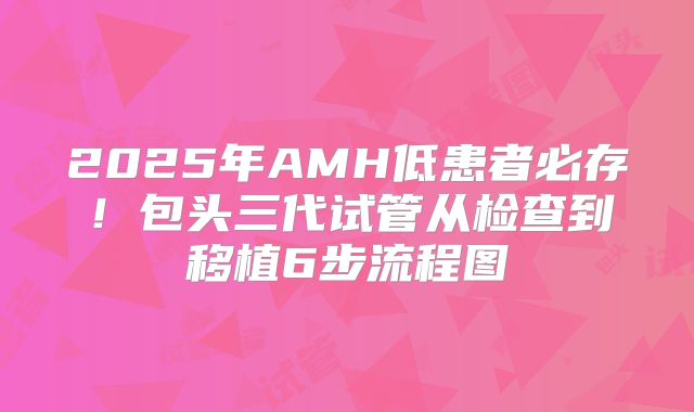 2025年AMH低患者必存!包头三代试管从检查到移植6步流程图