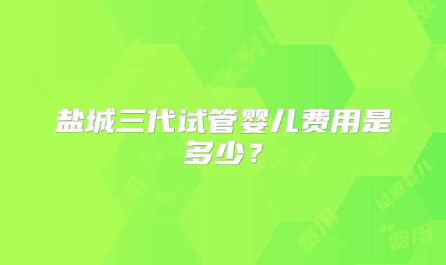 盐城三代试管婴儿费用是多少？