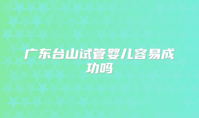 广东台山试管婴儿容易成功吗