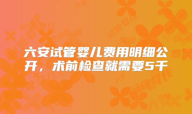 六安试管婴儿费用明细公开,术前检查就需要5千