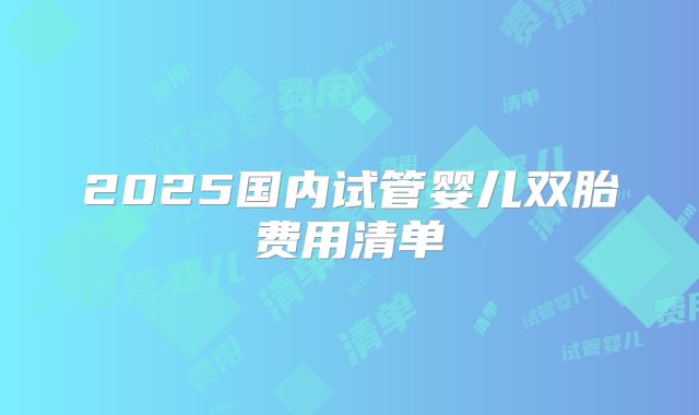 2025国内试管婴儿双胎费用清单